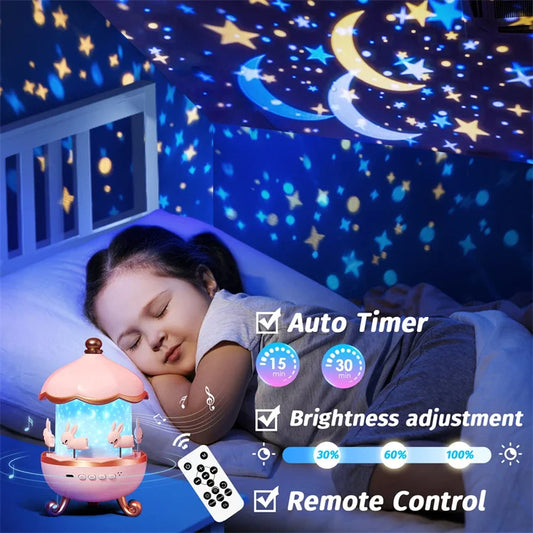 Beautiful Projector Carousel Night Light for Kids and Adults