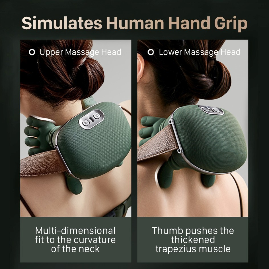 Hands-Free Deep Tissue Massage with Kneading and Infrared Physiotherapy Heat