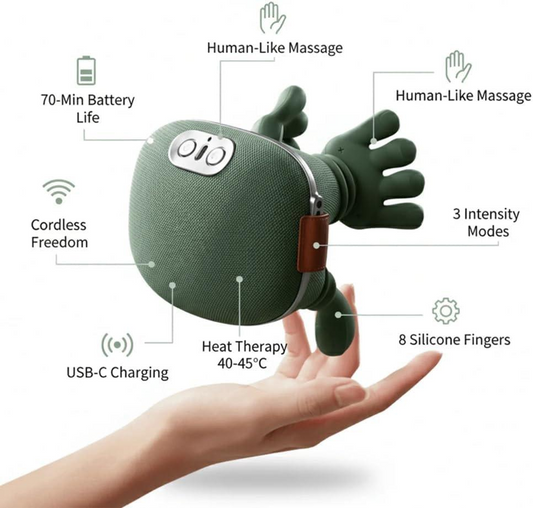 Hands-Free Deep Tissue Massage with Kneading and Infrared Physiotherapy Heat